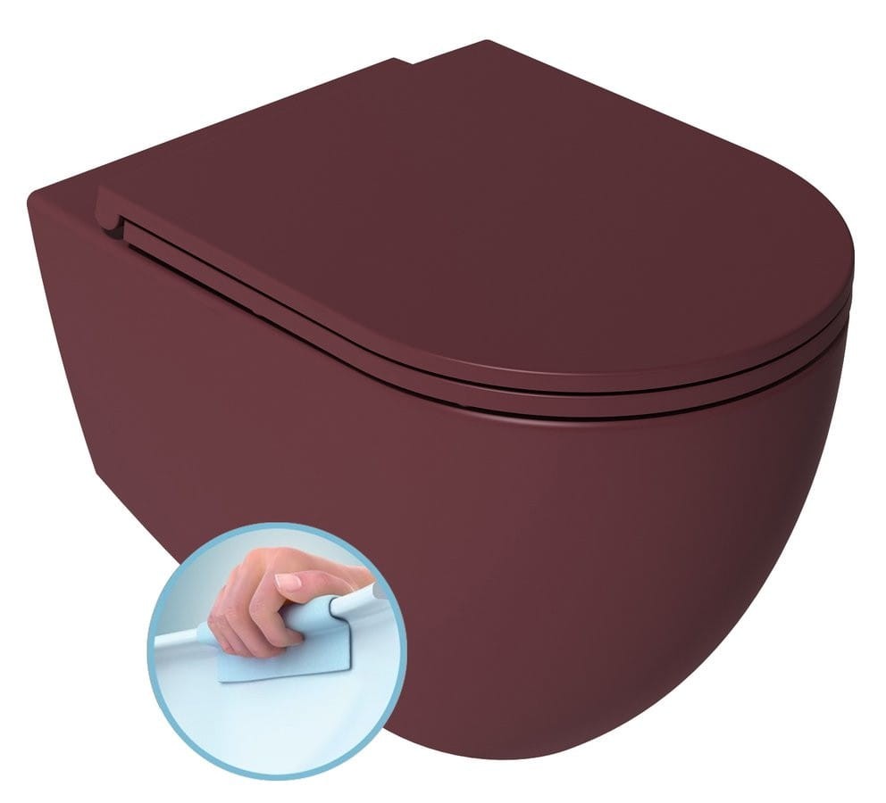 ISVEA INFINITY miska WC wisząca 36,5x53cm czerwona -maroon red mat- 10NF02001-2R