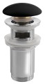 Korek umywalkowy 5/4“, klik-klak, wys. 10-50mm, grzybek ceramiczny, do umywalki z przelewem, czarny mat