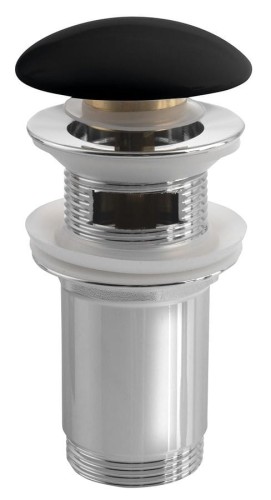 Korek umywalkowy 5/4“, klik-klak, wys. 10-50mm, grzybek ceramiczny, do umywalki z przelewem, czarny mat