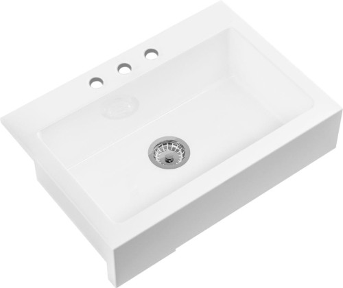 ARYA zlewozmywak ceramiczny 86x62 cm, 3 otwory na baterię, biały