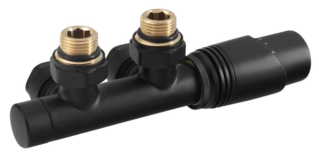Bruckner WICHER zestaw przyłączeniowy termostatyczny zespolony 50 mm, czarny mat - 600.311.6