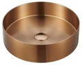 AURUM umywalka ze stali nierdzewnej, średnica 38 cm, z korkiem, miedź mat