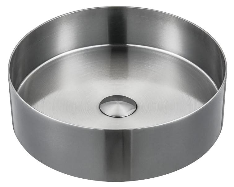 Sapho AURUM umywalka okrągła z korkiem ze stali nierdzewnej średnica 38 cm stal nierdzewna szczotkowana - AU401