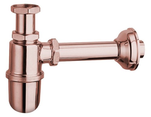 RETRO Syfon umywalkowy 5/4", odpływ 32mm, różowe złoto