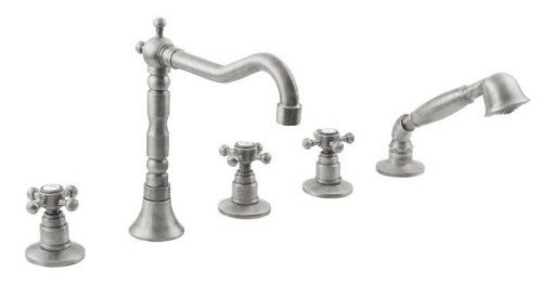 ANTEA pięcioelementowa bateria na brzeg wanny z wylewką retro, nikiel