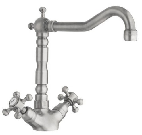 ANTEA bateria kuchenna z wylewką retro, nikiel szczotkowany