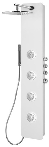 SPIRIT ROUND panel prysznicowy 250x1550mm z baterią termostatyczną, ścienny, biały