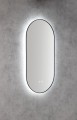 SHARON owalne lustro podświetlane LED 45x90cm, czujnik, folia przeciwmgielna, 3000-6500°K, czarny mat