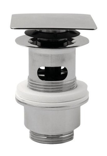 Korek umywalkowy 5/4'', klik-klak, kwadratowy, wys. 32-52mm, chrom