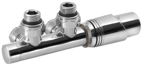 WICHER zestaw przyłączeniowy zespolony z termostatem, rozstaw 50mm, chrom