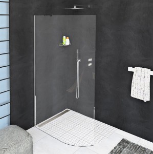 MODULAR SHOWER ścianka gięta walk-in, montaż przy ścianie, R550, 1107 mm