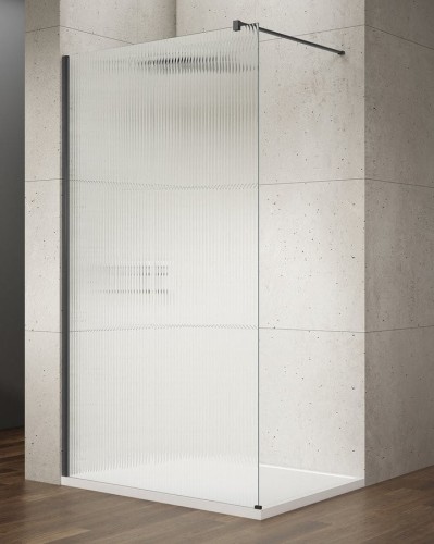 VARIO BLACK jednoczęściowa kabina prysznicowa Walk-In, montaż przy ścianie, szkło nordic, 1100 mm
