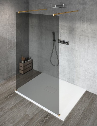 VARIO GOLD MATT jednoczęściowa kabina przysznicowa Walk-In, szkło dymione, 900 mm