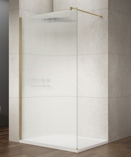 VARIO GOLD MATT jednoczęściowa kabina prysznicowa Walk-In, montaż przy ścianie, szkło nordic, 1400 mm