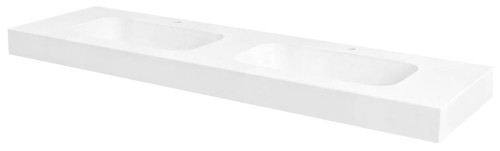 EMICO umywalka podwójna, 170x50 cm, wersja L, Rockstone biały mat