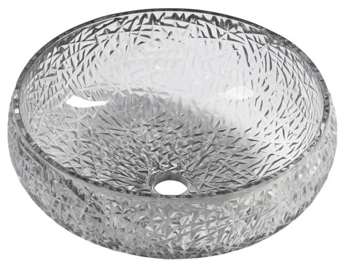 GAVIOTA grawerowana szklana umywalka nablatowa Ø 42 cm, czarna