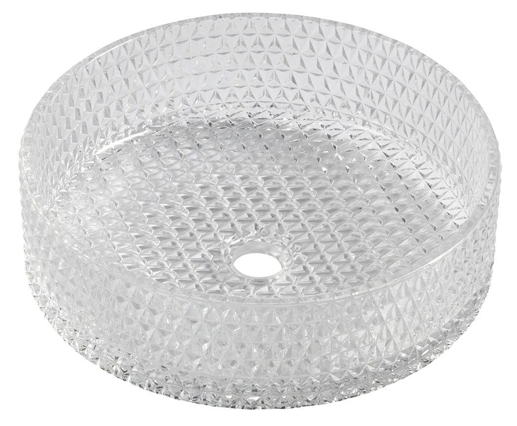 Sapho MARAGUA umywalka nablatowa grawerowana szklana Ø 39,5 cm przezroczysta - TY214CL