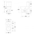 DARIO RIMLESS komplakt WC, odpływ poziomy/pionowy, biały