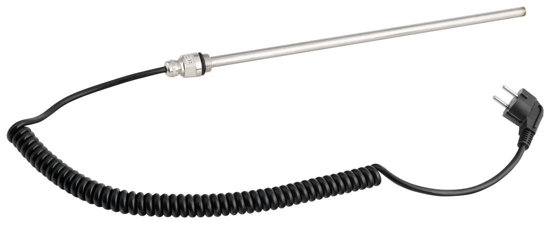 Grzałka elektryczna bez termostatu, kabel spiralny/czarny, 300 W