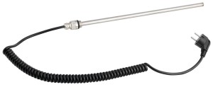 Grzałka elektryczna bez termostatu, kabel spiralny/czarny, 300 W
