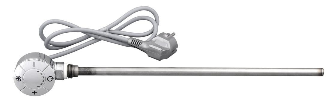 Grzałka elektryczna z termostatem, kabel prosty, 300 W, chrom