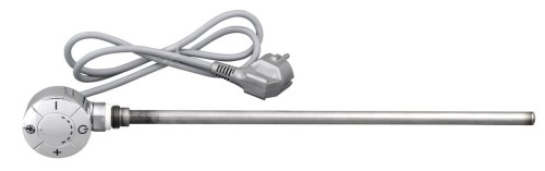 Grzałka elektryczna z termostatem, kabel prosty, 300 W, chrom