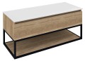 SKARA szafka pod umywalkę Rockstone 110x50x45cm, czarny mat/dąb alabama/biały mat