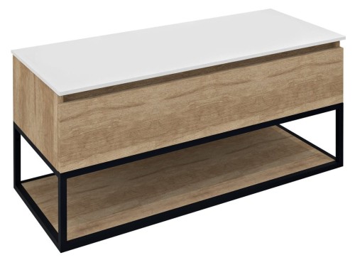 SKARA szafka pod umywalkę Rockstone 110x50x45cm, czarny mat/dąb alabama/biały mat