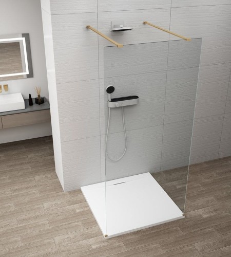 ESCA GOLD MATT jednoczęściowa kabina przysznicowa Walk-In, szkło czyste, 1100 mm