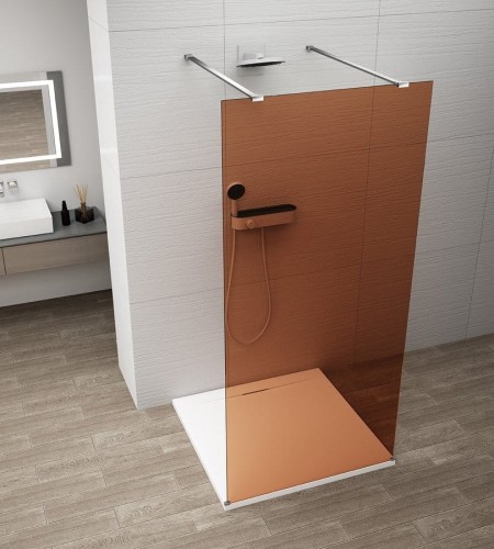 ESCA CHROME jednoczęściowa kabina przysznicowa Walk-In, szkło Marron, 1500 mm