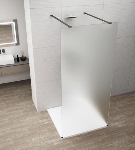 ESCA BLACK MATT jednoczęściowa kabina przysznicowa Walk-In, szkło matowe, 1100 mm