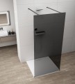 ESCA BLACK MATT jednoczęściowa kabina przysznicowa Walk-In, szklo dymione, 1300 mm