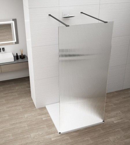 ESCA BLACK MATT jednoczęściowa kabina przysznicowa Walk-In, szkło Flute, 1500 mm