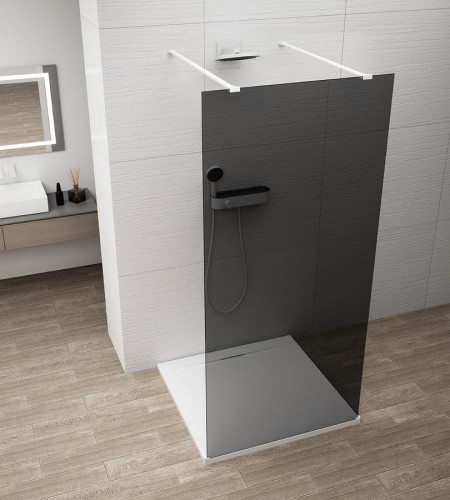 ESCA WHITE MATT jednoczęściowa kabina przysznicowa Walk-In, szklo dymione, 1100 mm