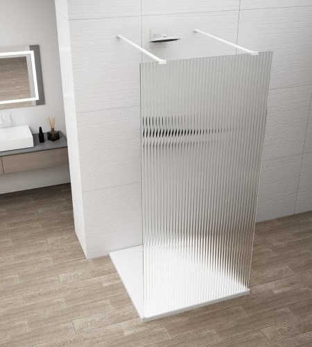 ESCA WHITE MATT jednoczęściowa kabina przysznicowa Walk-In, szkło Flute, 1400 mm