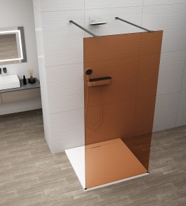 ESCA BLACK MATT jednoczęściowa kabina przysznicowa Walk-In, szkło Marron, 1200 mm