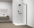 ESCA BLACK MATT jednoczęściowa kabina przysznicowa Walk-In, montaż przy ścianie, szkło czyste, 1300 mm