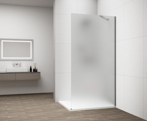 ESCA CHROME jednoczęściowa kabina przysznicowa Walk-In, montaż przy ścianie, szkło matowe, 900 mm
