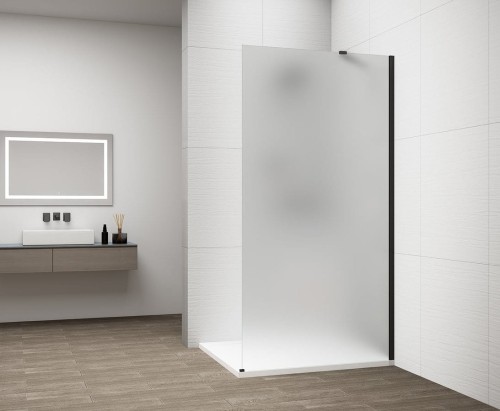 ESCA BLACK MATT jednoczęściowa kabina przysznicowa Walk-In, montaż przy ścianie, szkło matowe, 800 mm