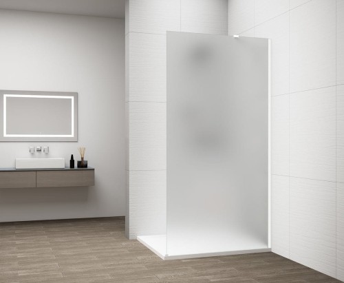 ESCA WHITE MATT jednoczęściowa kabina przysznicowa Walk-In, montaż przy ścianie, szkło matowe, 1300 mm