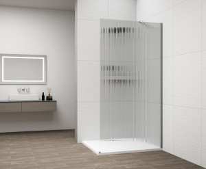 ESCA CHROME jednoczęściowa kabina przysznicowa Walk-In, montaż przy ścianie, szkło Flute, 1500 mm