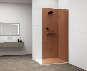 ESCA CHROME jednoczęściowa kabina przysznicowa Walk-In, montaż przy ścianie, szkło Marron, 1300 mm