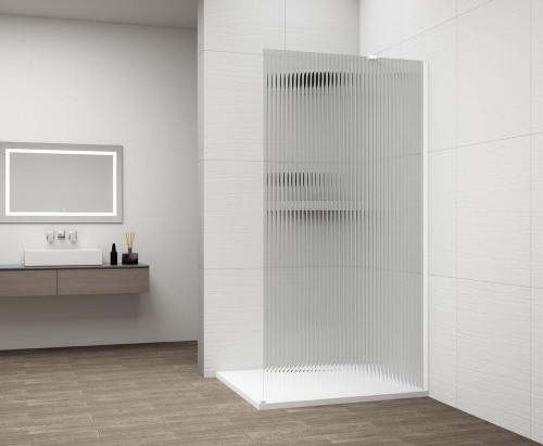 ESCA WHITE MATT jednoczęściowa kabina przysznicowa Walk-In, montaż przy ścianie, szkło Flute, 1500 mm