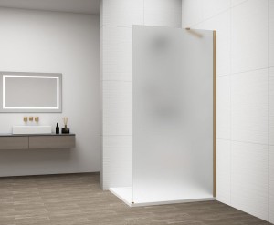 ESCA GOLD MATT jednoczęściowa kabina przysznicowa Walk-In, montaż przy ścianie, szkło matowe, 700 mm