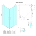 LORO kabina prysznicowa 1000x1000 mm, wejście z rogu