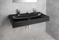 TORIDI umywalka ceramiczna 101x46,5cm, 2 otwory na baterię, czarny mat