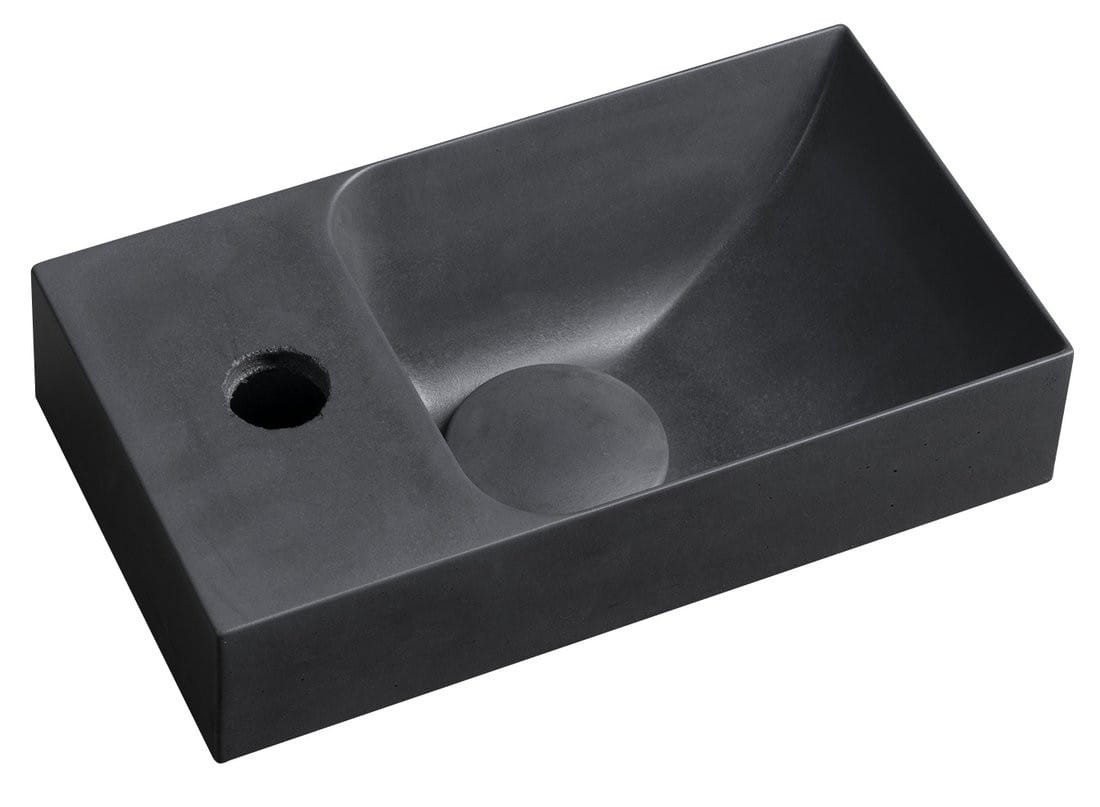 PICCOLINO umywalka betonowa, 30,8x17cm, bateria z lewej strony, antracyt