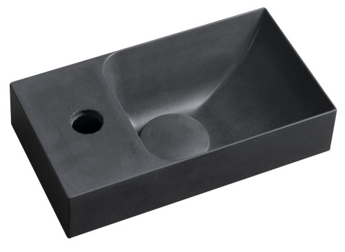 PICCOLINO umywalka betonowa, 30,8x17cm, bateria z lewej strony, antracyt