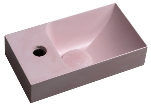 PICCOLINO umywalka betonowa, 30,8x17cm, bateria z lewej strony, różowy