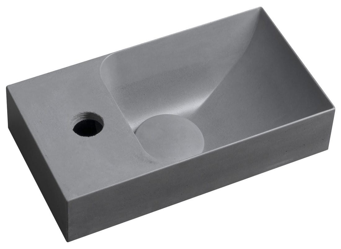 PICCOLINO umywalka betonowa, 30,8x17cm, bateria z lewej strony, szara